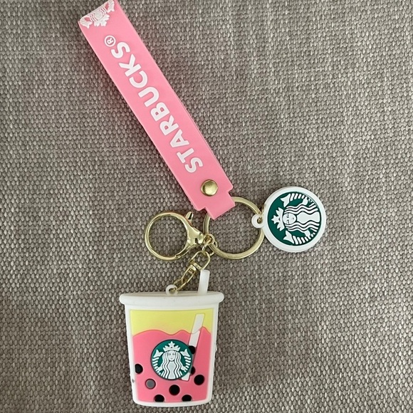 🧋✨ Cute Bubble Tea Keychain with Charm + Strap | Boba | STARBUCKS - Picture 2 of 2